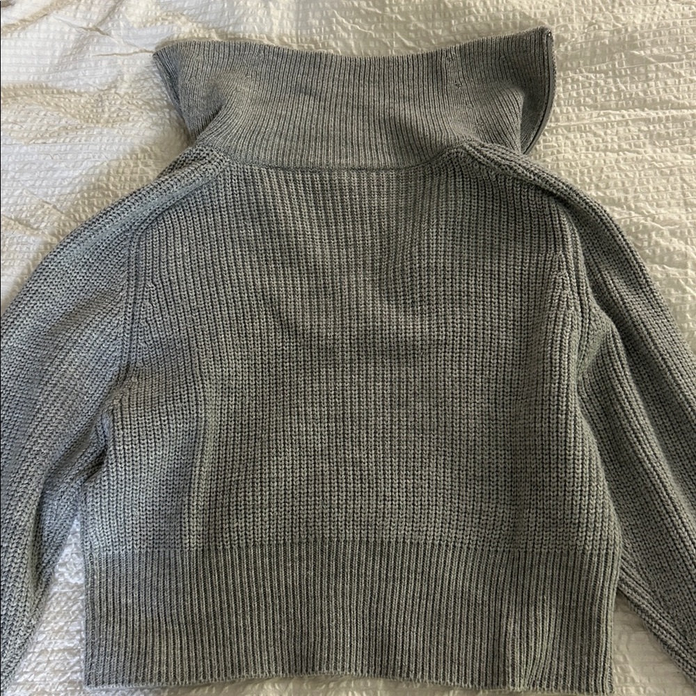 WAYF Gray Ribbed Knit Cropped Sweater - Picture 5 of 6